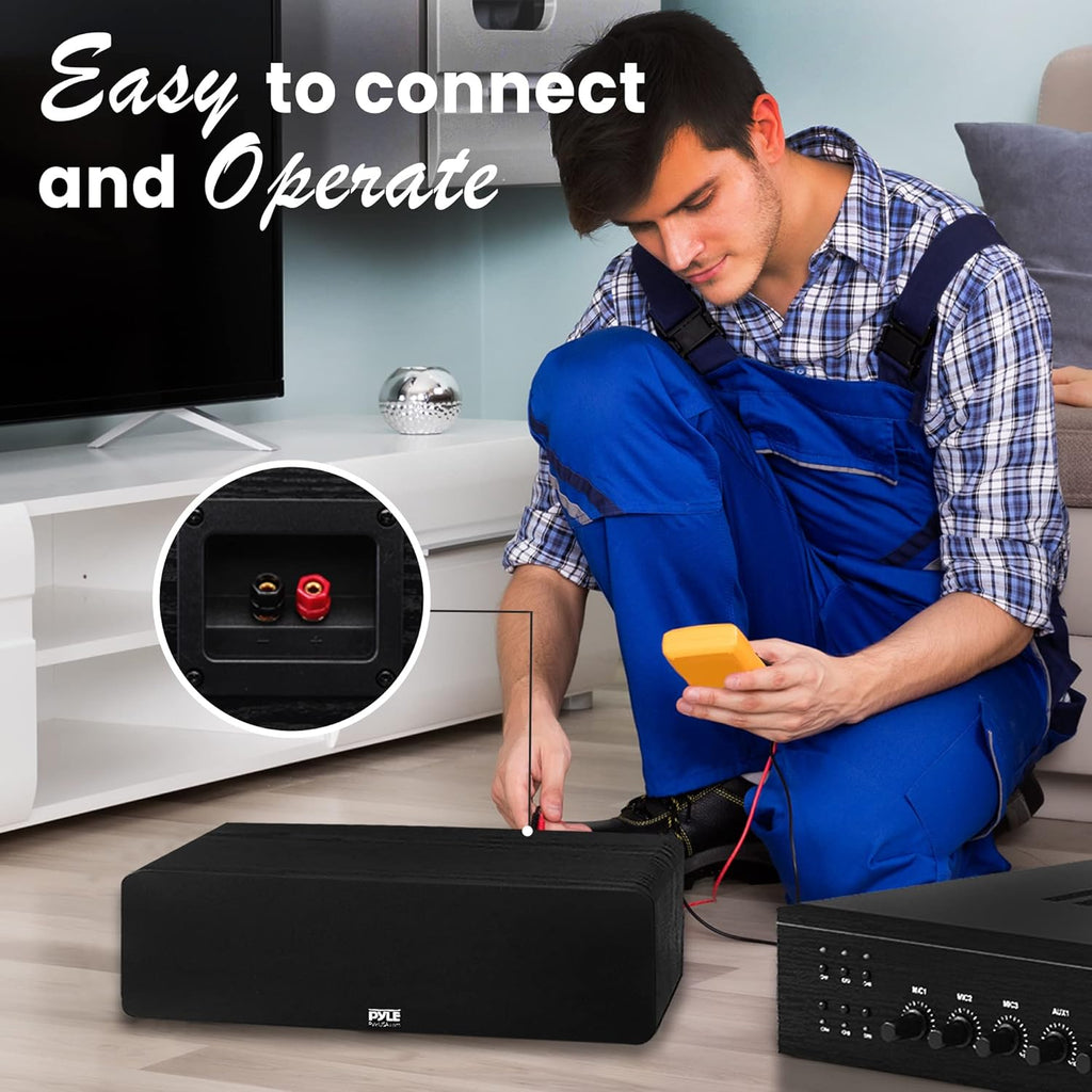 Center Channel Speaker with Dual 4-Inch Woofer and Silk Dome Tweeter F31429