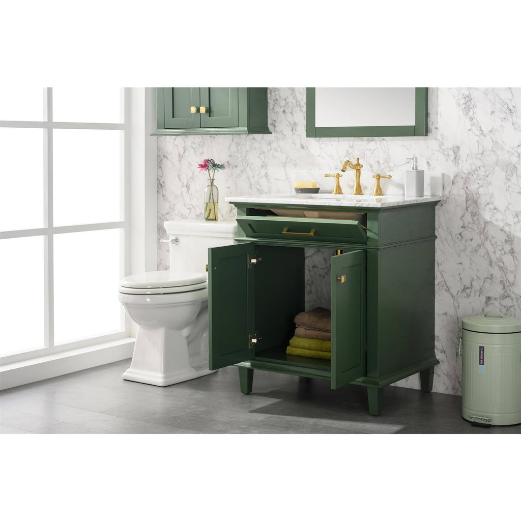 30x22 Green Finish Sink Vanity Cabinet with White Top I301514