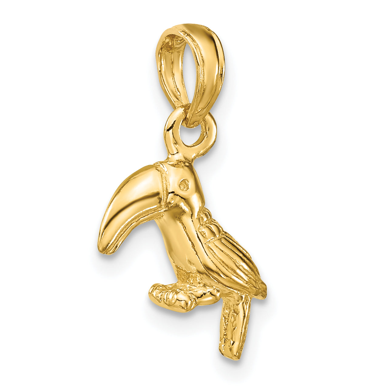 10K Yellow Gold Toucan Bird Pendant Charm with Rope Chain Necklace 16'' V14092