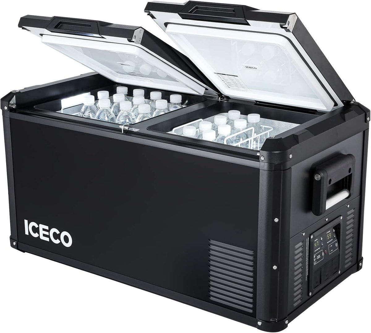 Portable Refrigerator, 75L Dual Zone Steel Compact Refrigerator T40856