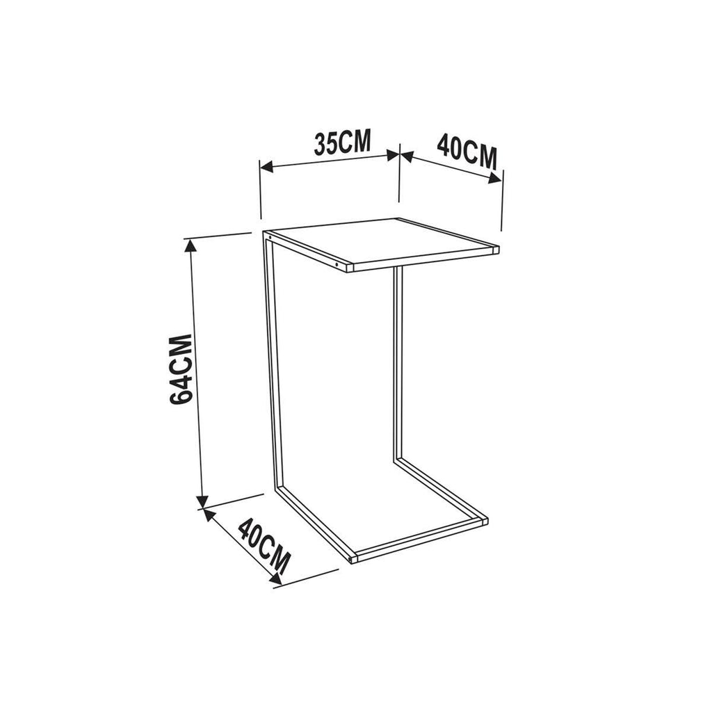 Walnut Melamine End Table with Black Painted Metal Frame A4431