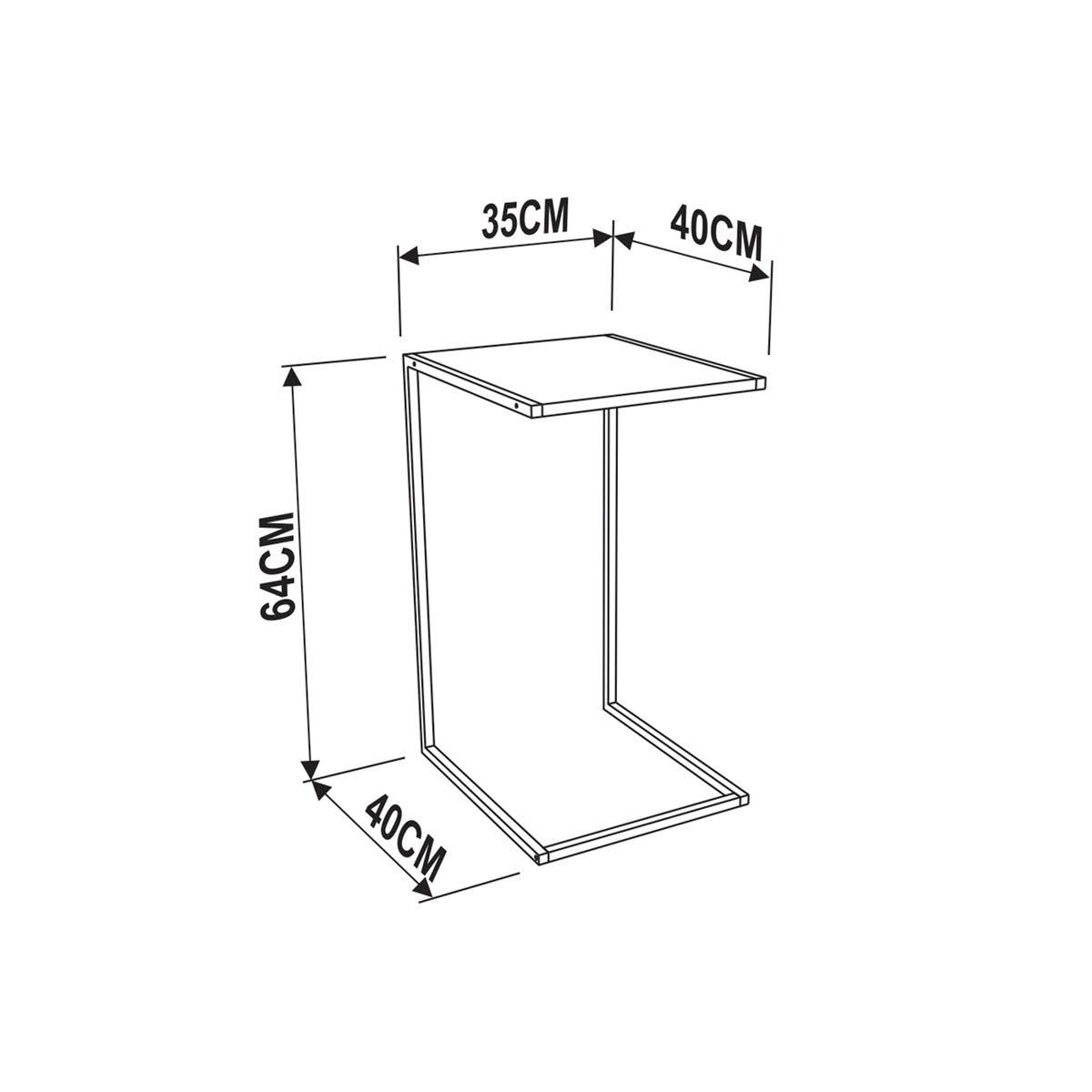 Walnut Melamine End Table with Black Painted Metal Frame A4431