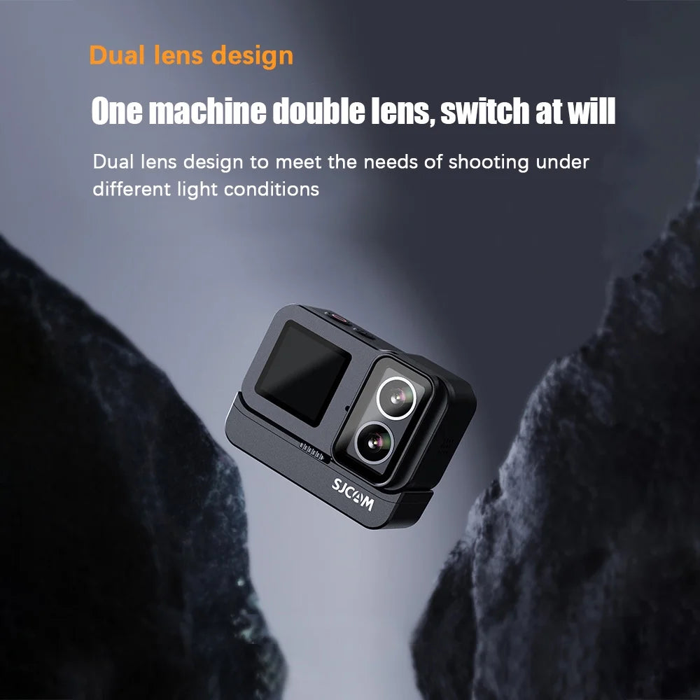 Action Camera 20MP Waterproof Dual Screen 135° Wide Angle with External Battery Case B653859