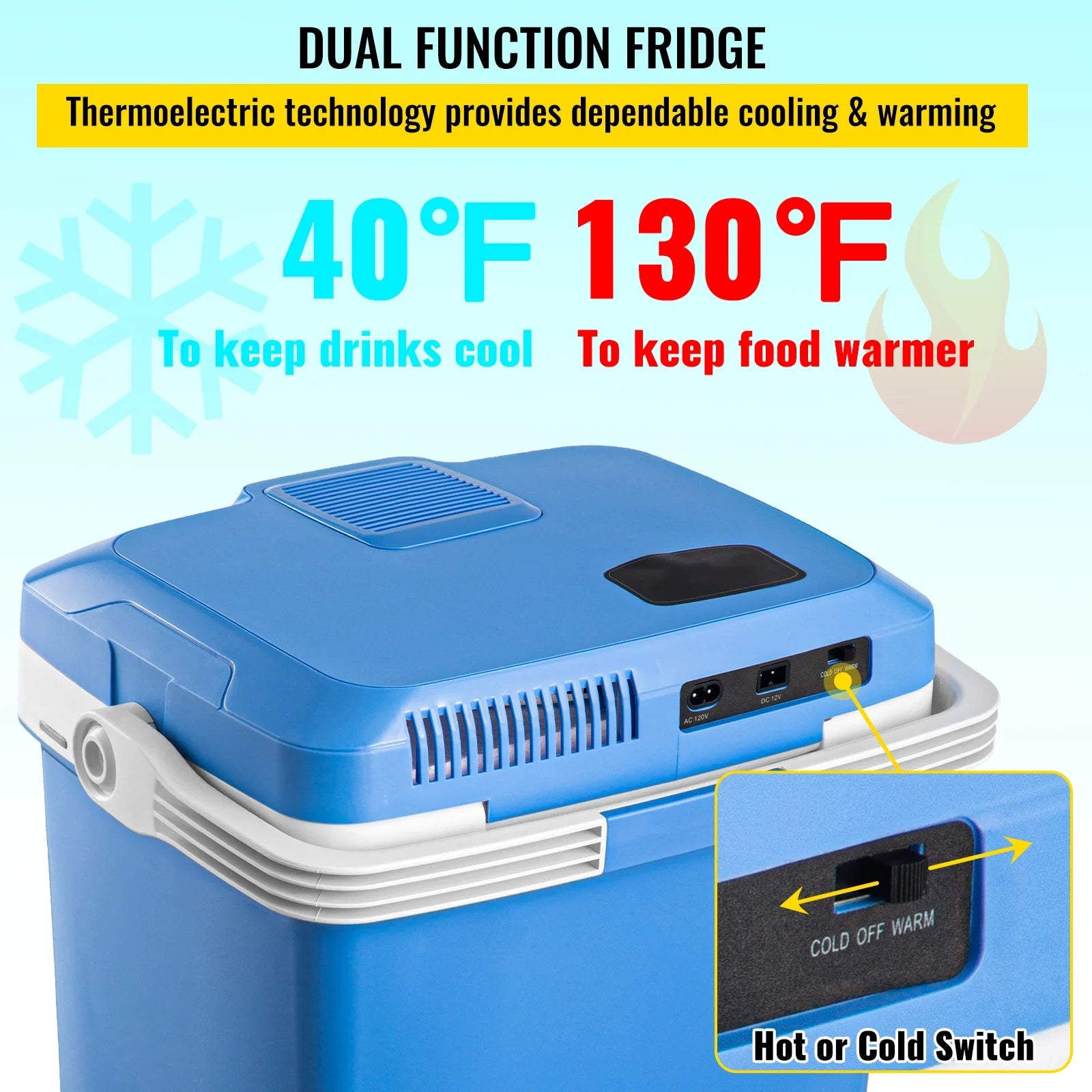 Portable Car Fridge 25L/28Qt with 110V AC Home Power Cord & 12V Car Adapter E141239