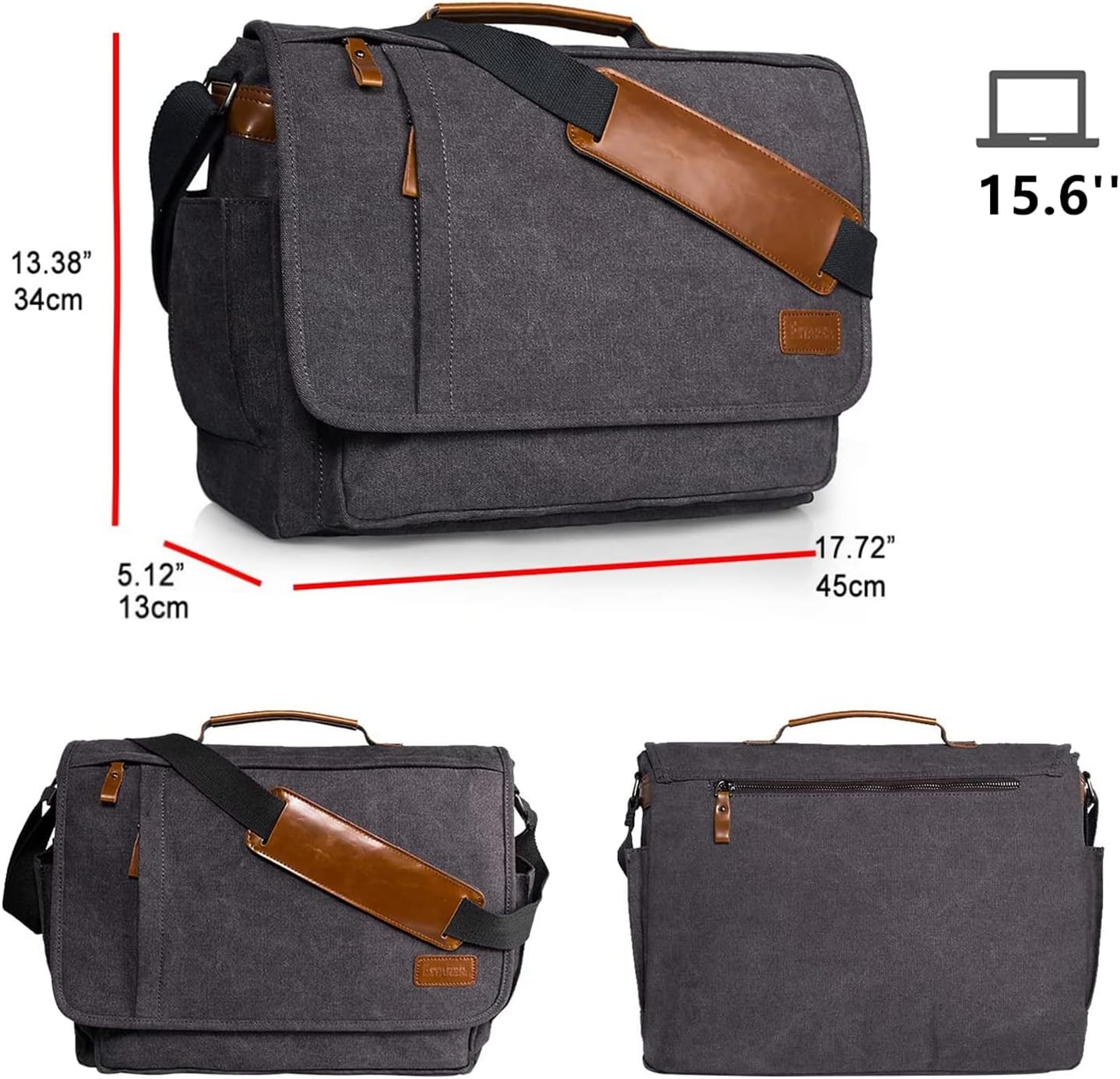 Water-resistance Canvas Shoulder Bag 15.6 Inch Laptop B714681