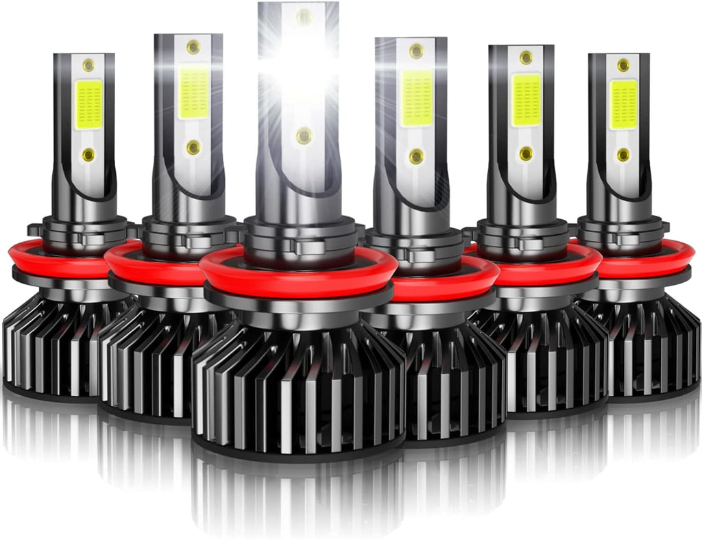 6000K Cool White LED Headlight Bulbs Combo, 6 LED Bulbs S701