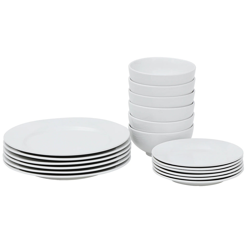 White 18 Pc Dinnerware Set for 6 S15446
