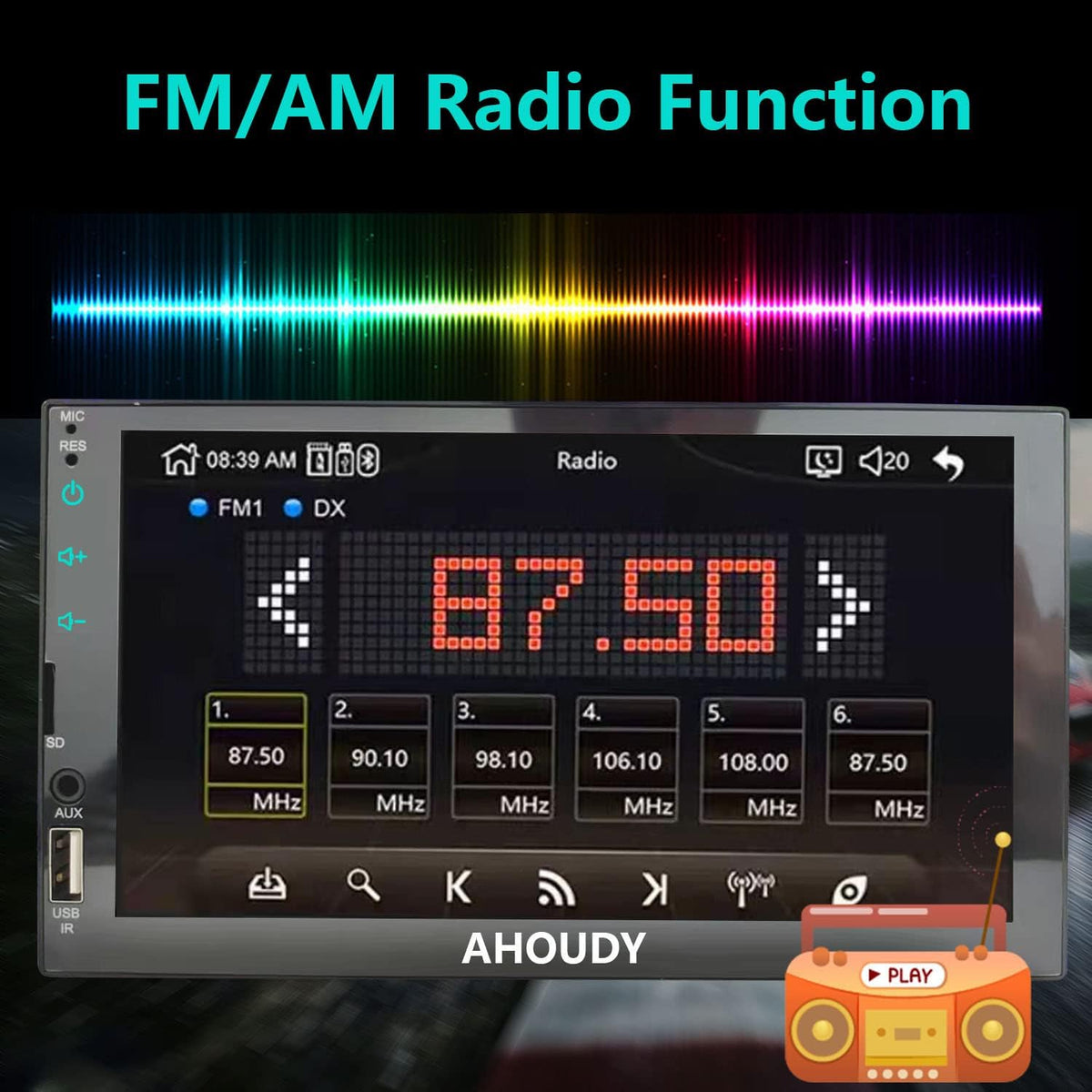 7inch Double Din Touchscreen Car Stereo with Bluetooth X592488
