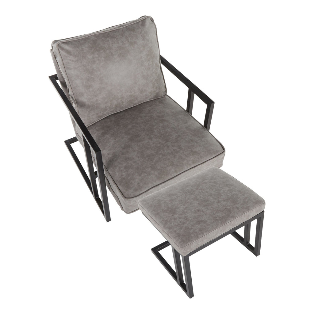Black/Gray Lounge Chair And Ottoman Set W41809