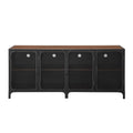4 Door Metal Mesh TV Stand Dark Walnut S58858