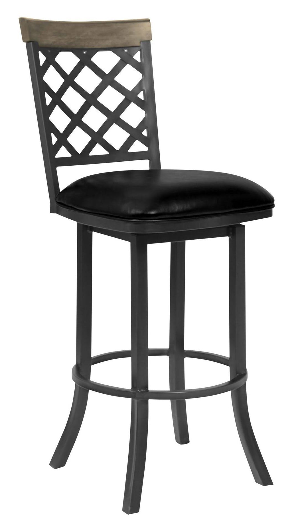 26x22 Counter Height Barstool in Mineral Finish with Vintage Black Faux Leather and Grey Walnut L436238