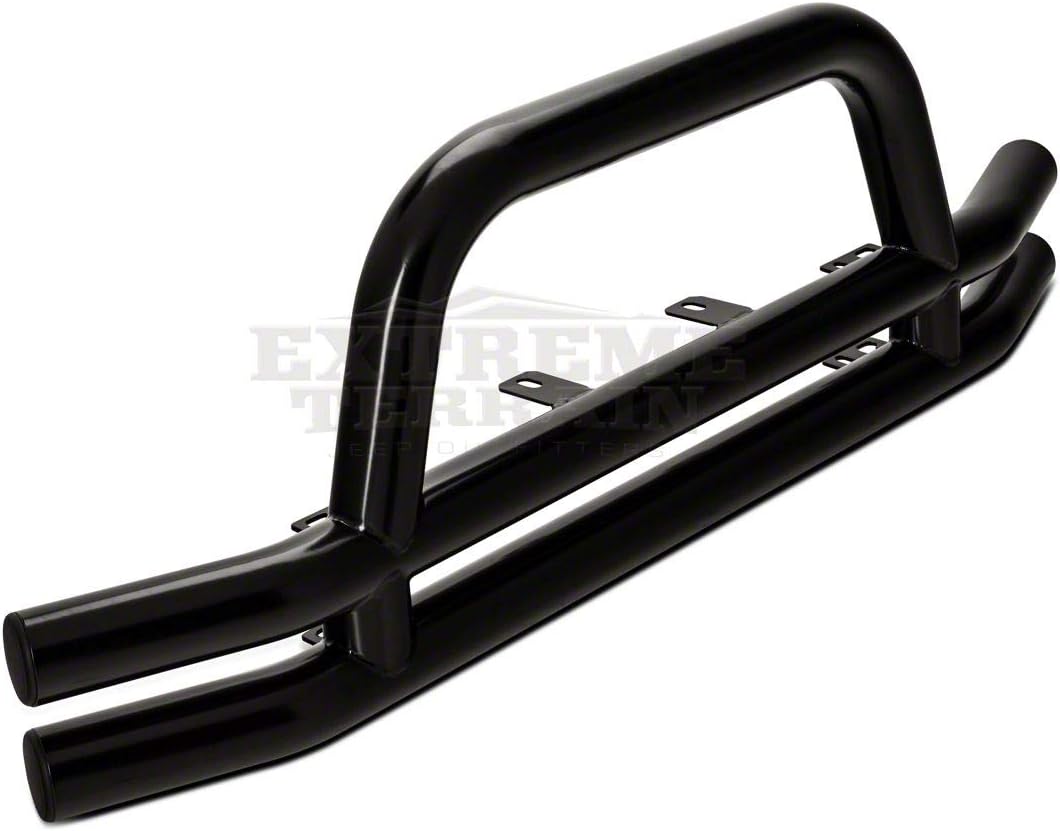 Gloss Black Double Tubular Front Bumper with Classic Over-Rider Hoop Y75237