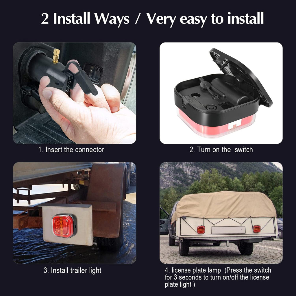 2 Pcs Rechargeable LED Magnetic Trailer Lights Kit S596