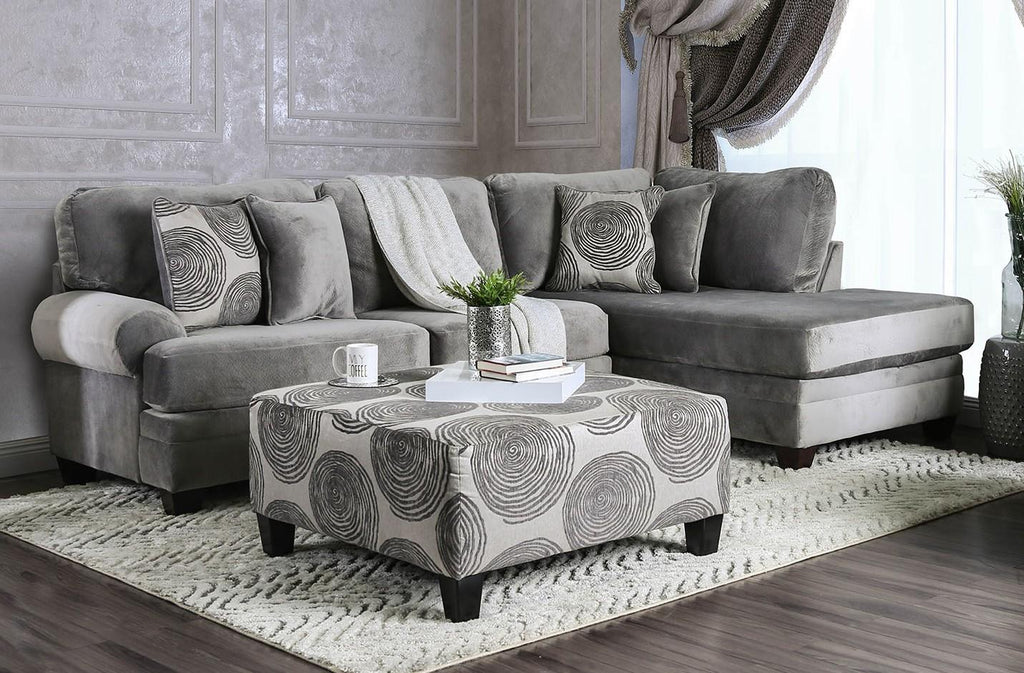 Gray Microfiber Living Room Set 3pcs U4080