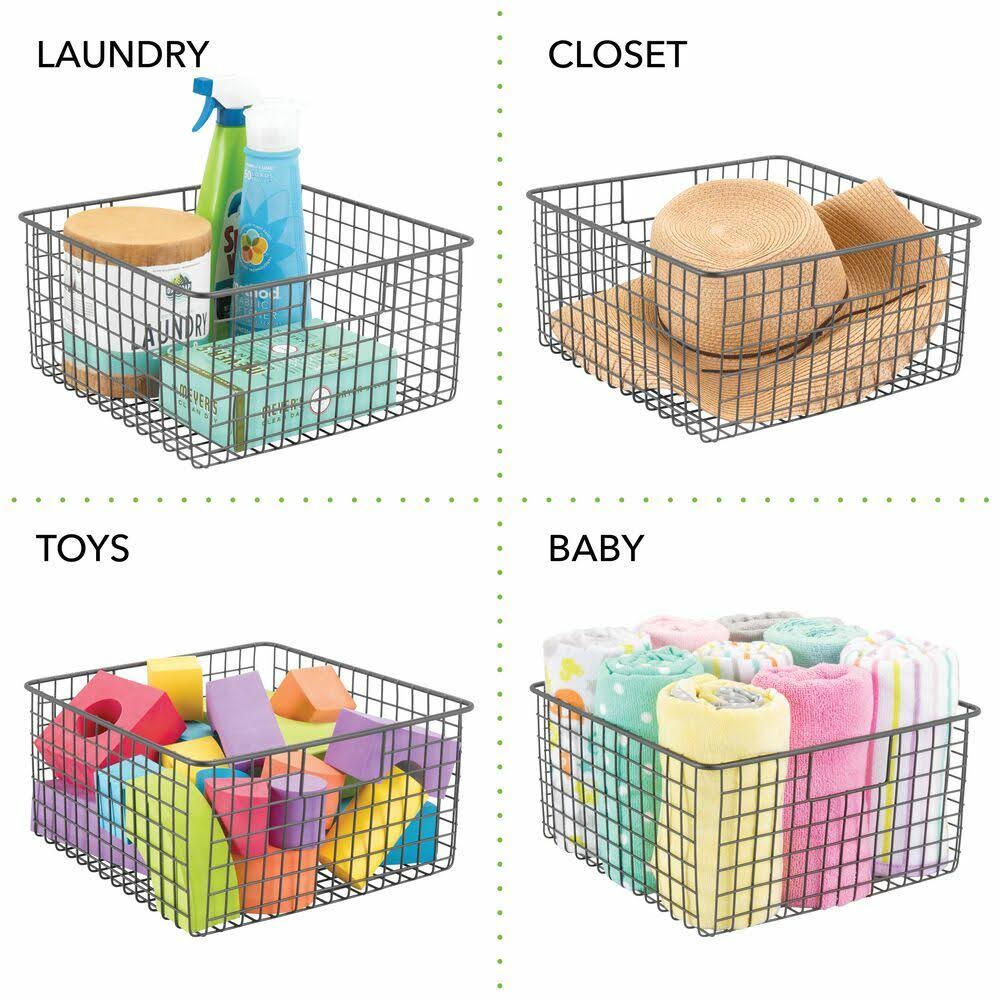 4 Pack Metal Wire Food Storage Organizer Bin, Soft Brass A93639