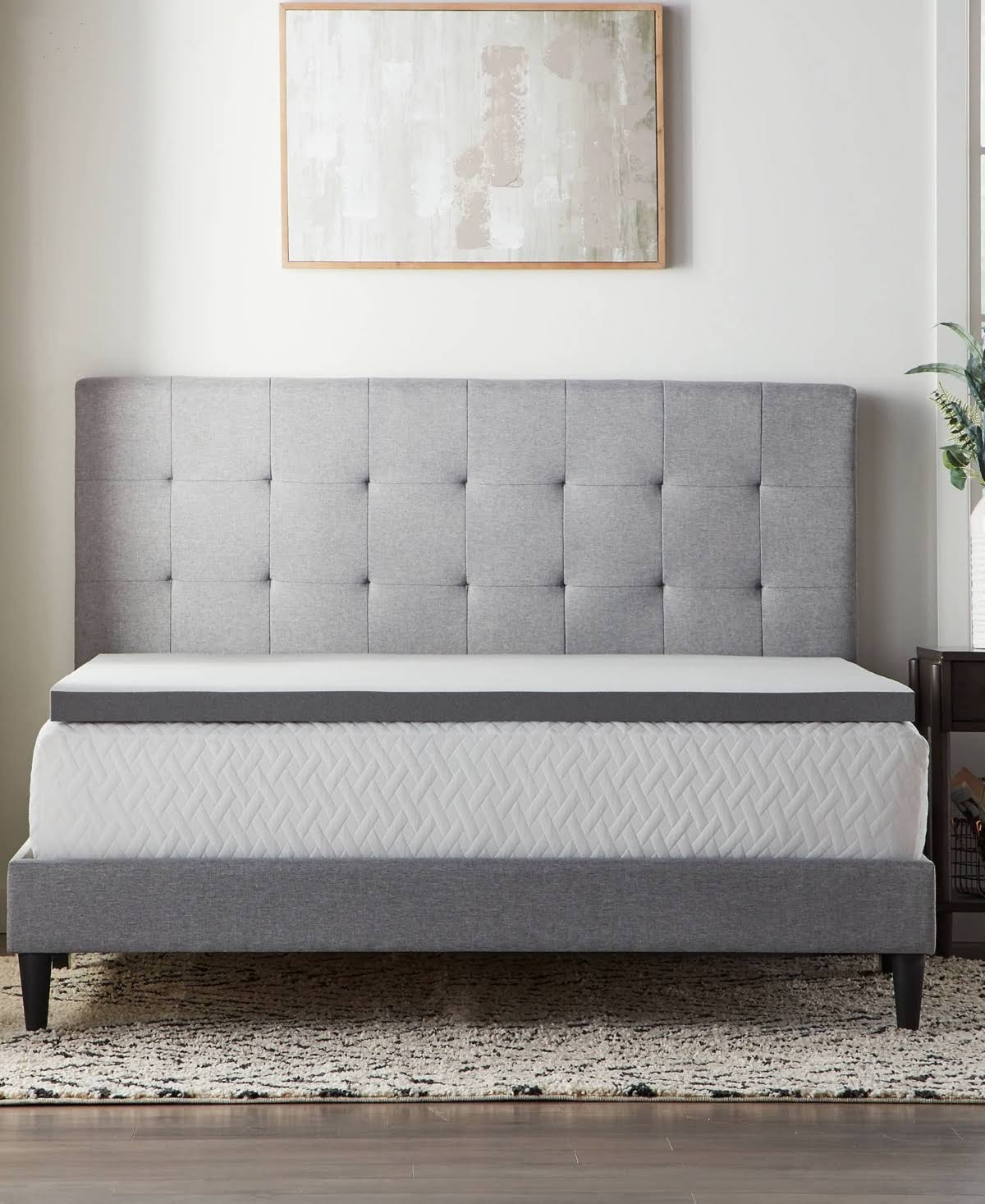Grey Bamboo Charcoal Memory Foam Topper, California King Y516472