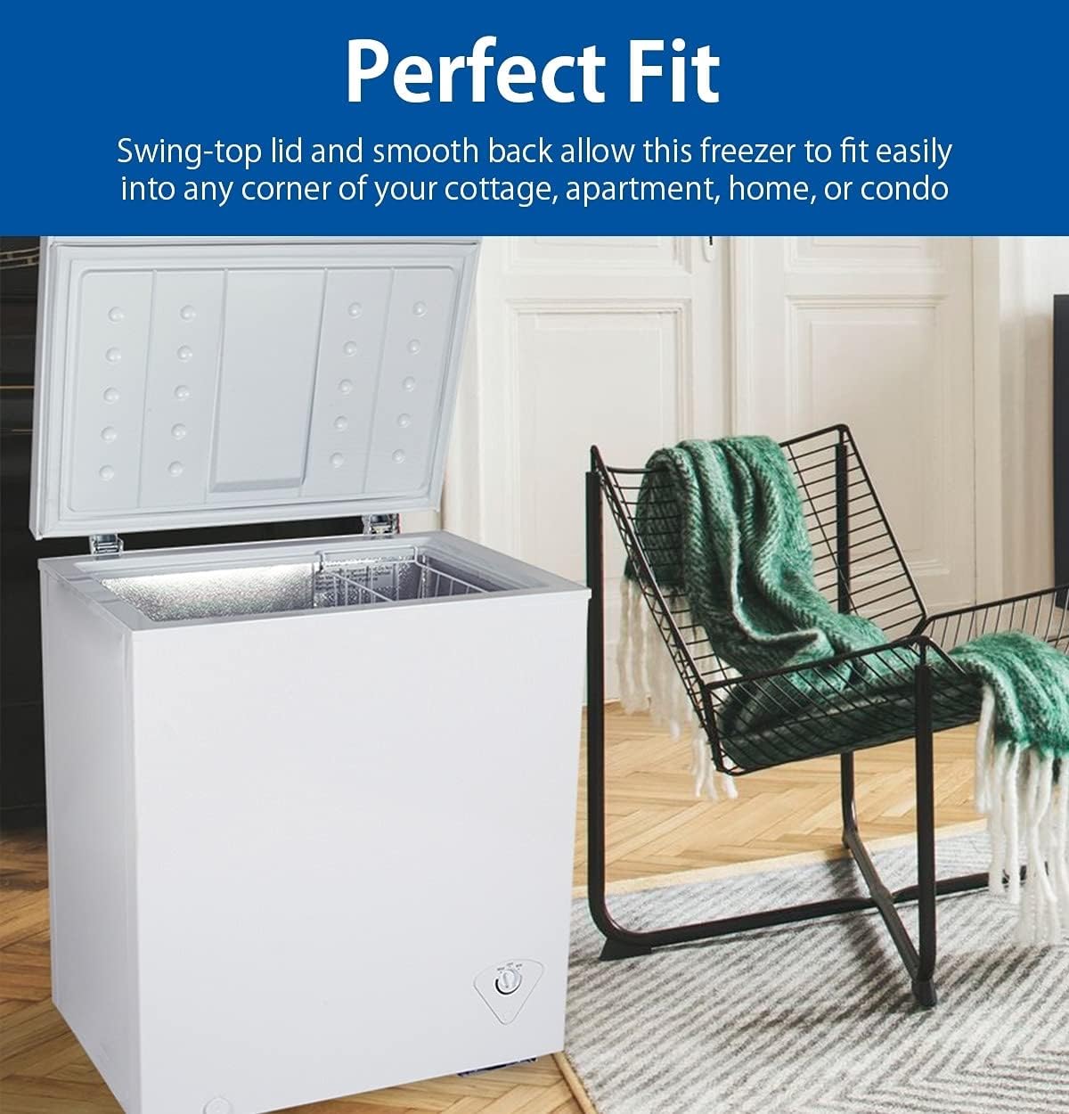 White 5.0 Cubic Feet Compact Chest Freezer with Removable Wire Basket B930406
