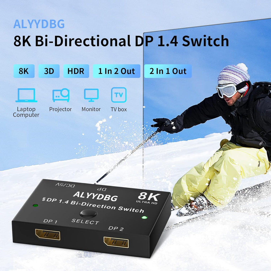 KVM Switch Displayport 4K USB 2 in 1 Out Pack of 2 J326356