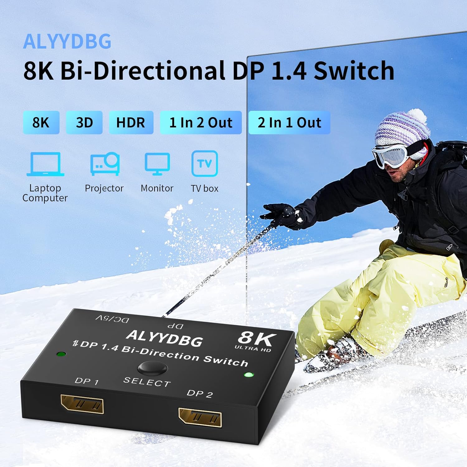 KVM Switch Displayport 4K USB 2 in 1 Out Pack of 2 J326356