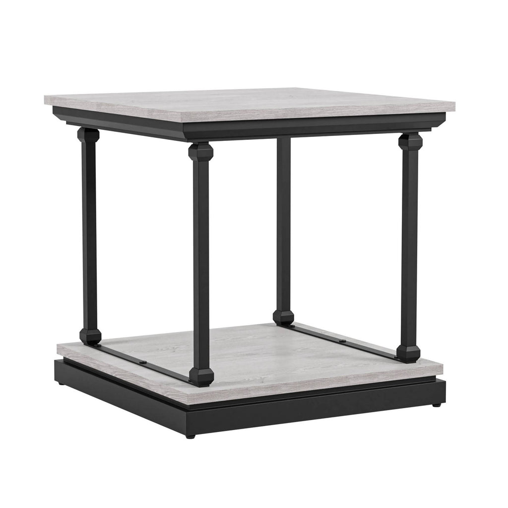 2pc Coffee and End Table Set Antique White/Black Q448