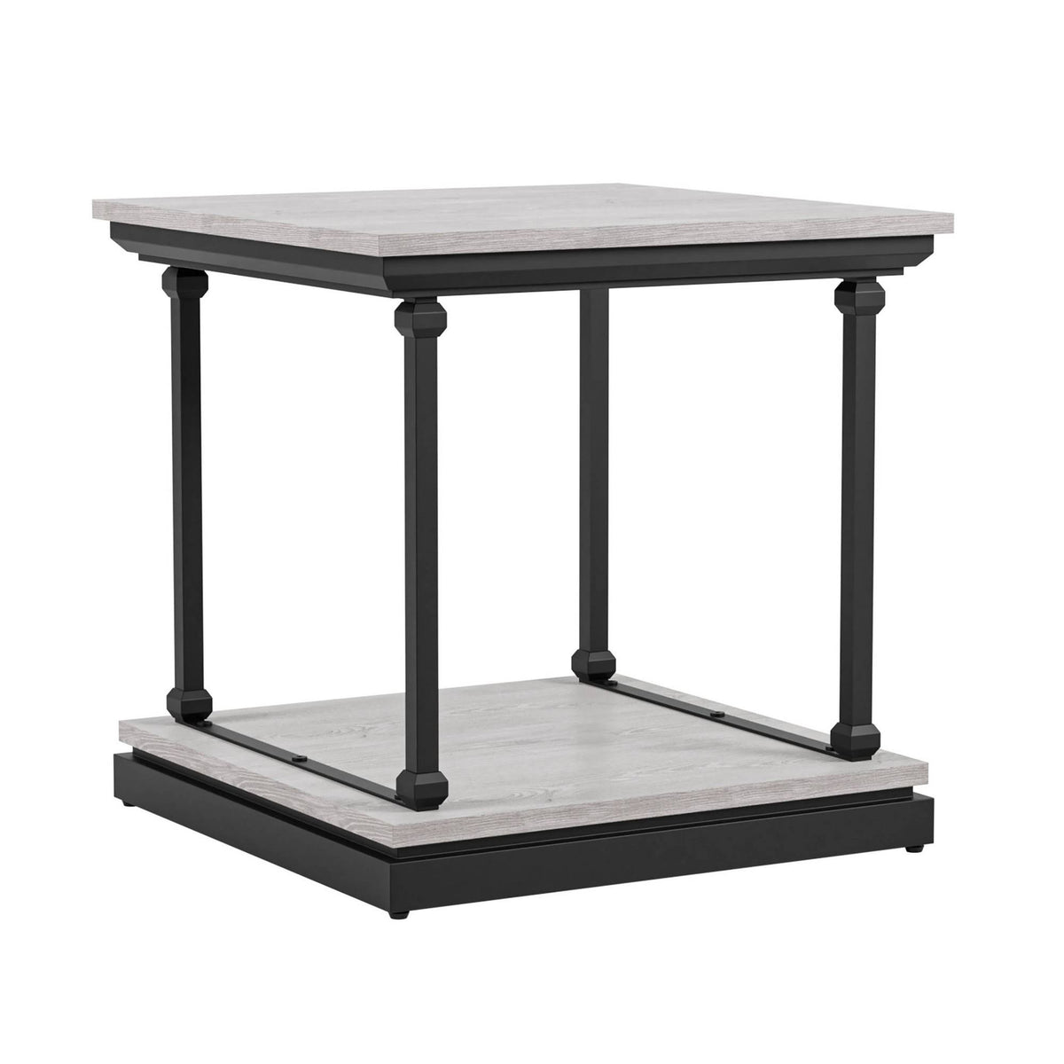 2pc Coffee and End Table Set Antique White/Black Q448