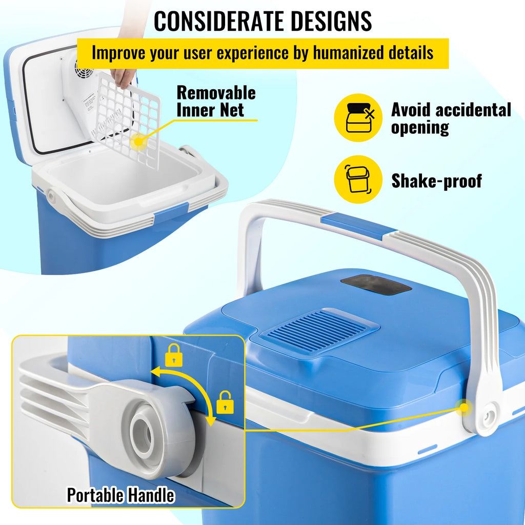 Portable Car Fridge 25L/28Qt with 110V AC Home Power Cord & 12V Car Adapter E141239