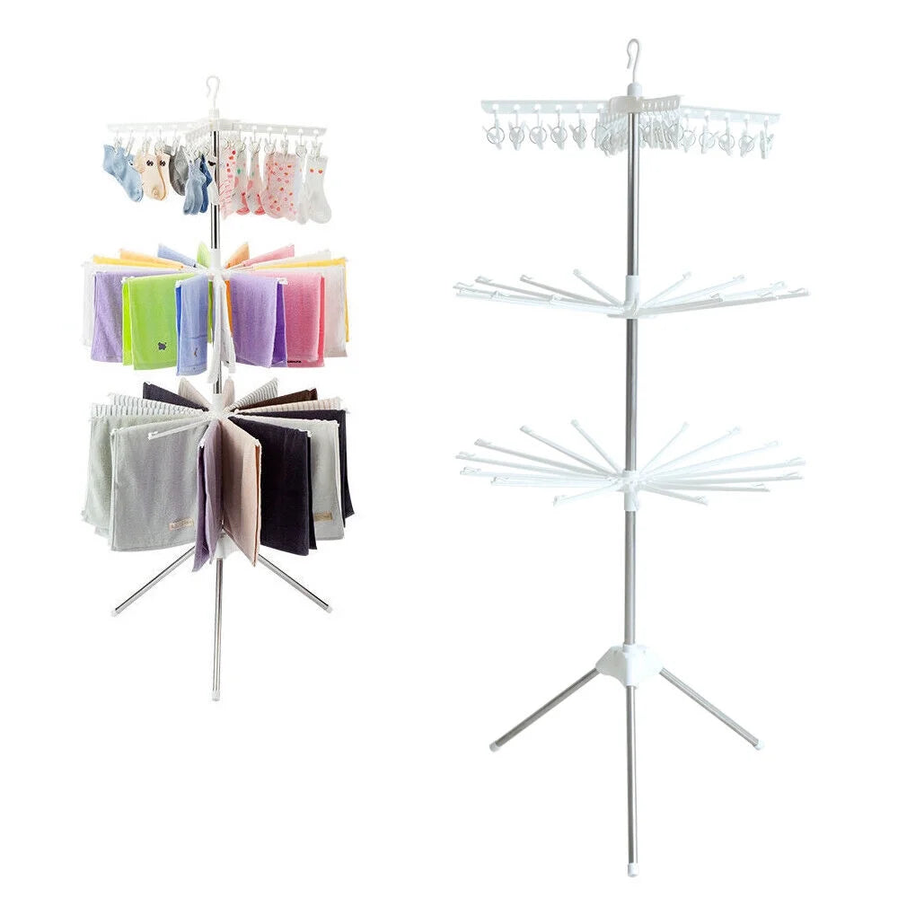 White Stainless Steel 3-Tier Foldable Clothes Drying Rack V917