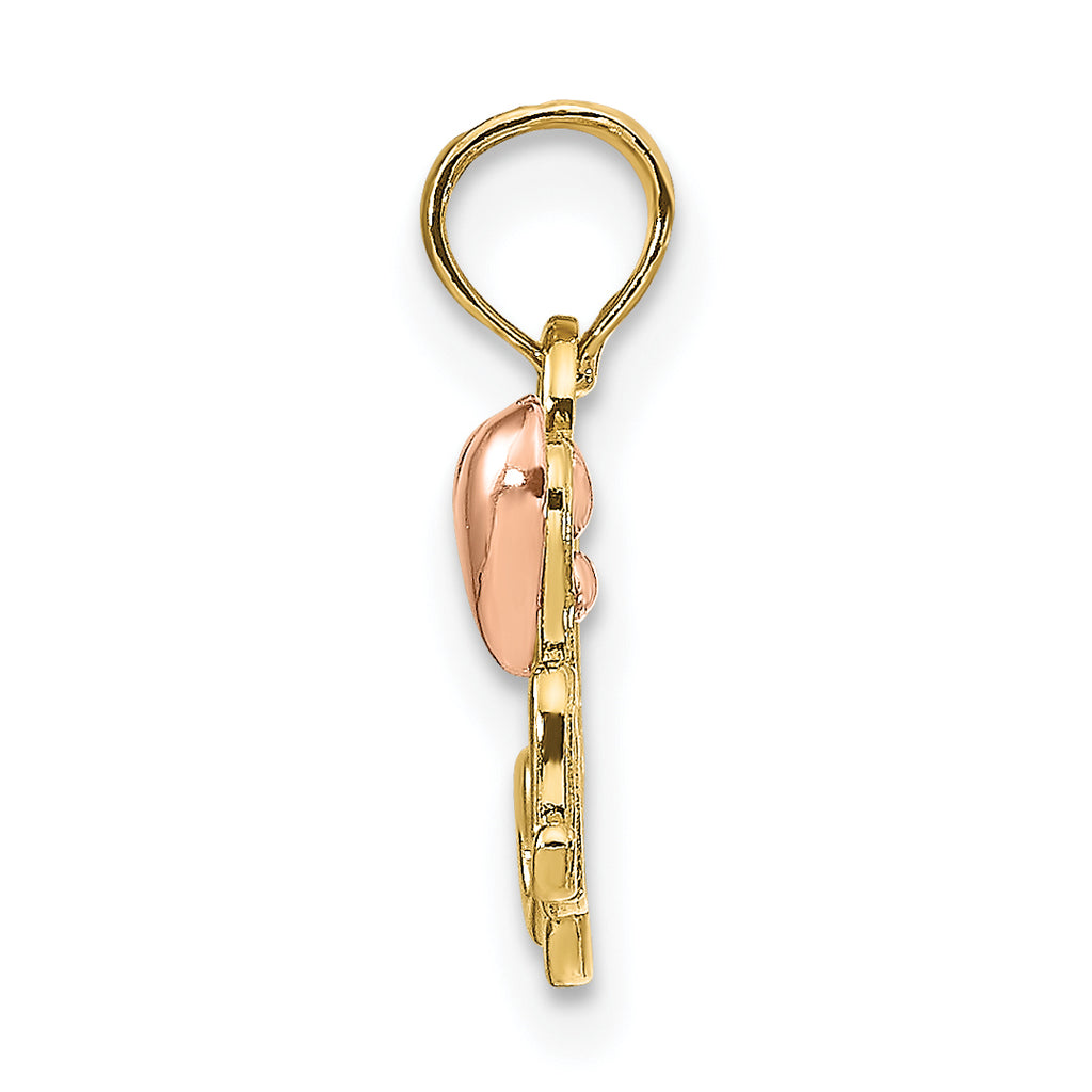 14K Two-Tone Gold Mom With Heart Pendant with 10K Yellow Gold Rope Chain 16" E205