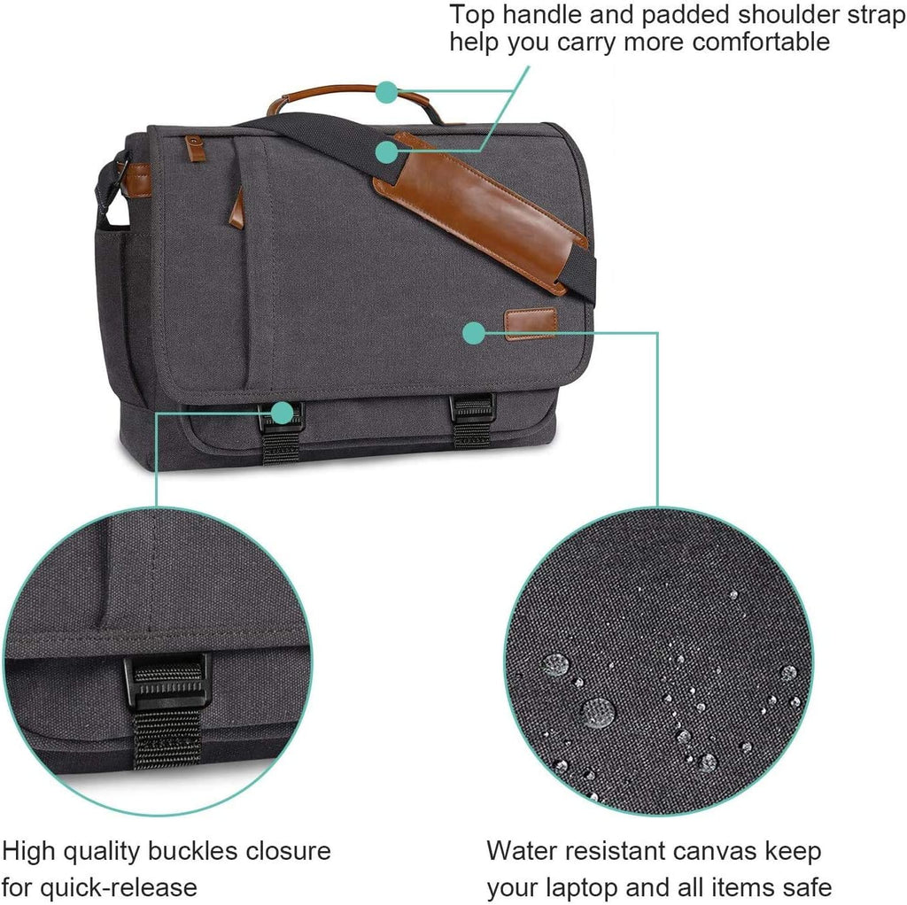 Water-resistance Canvas Shoulder Bag 15.6 Inch Laptop B714681