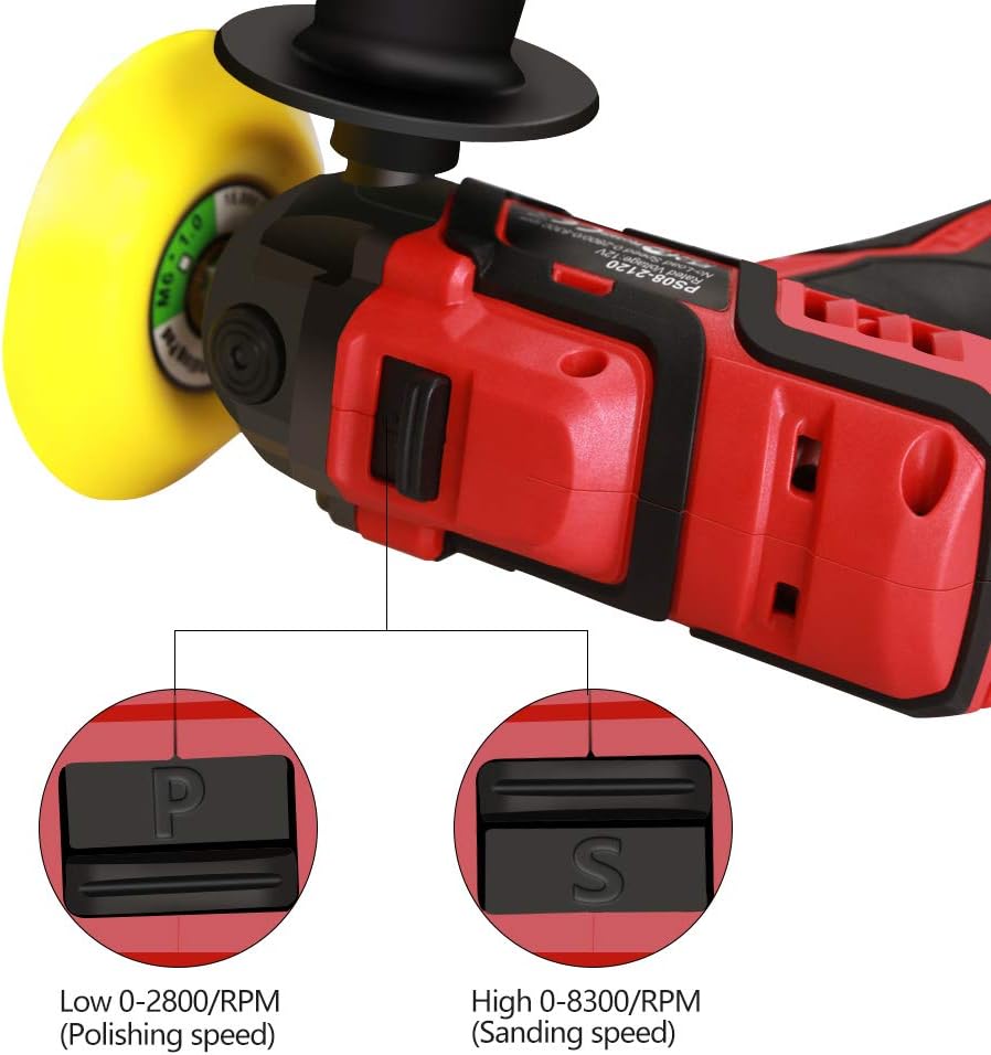 12V Cordless Car Polisher and Buffer with 1500mAh Li-ion Battery, Pack of 2 F39905