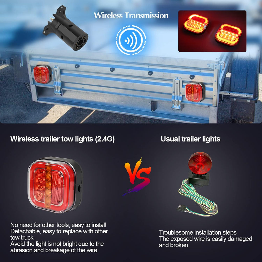 2 Pcs Rechargeable LED Magnetic Trailer Lights Kit S596