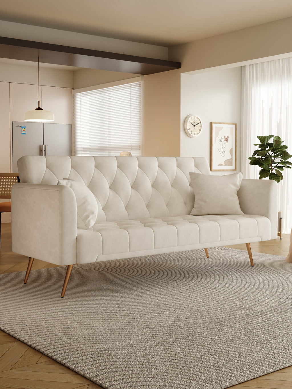 Beige Convertible Sofa Bed U50504