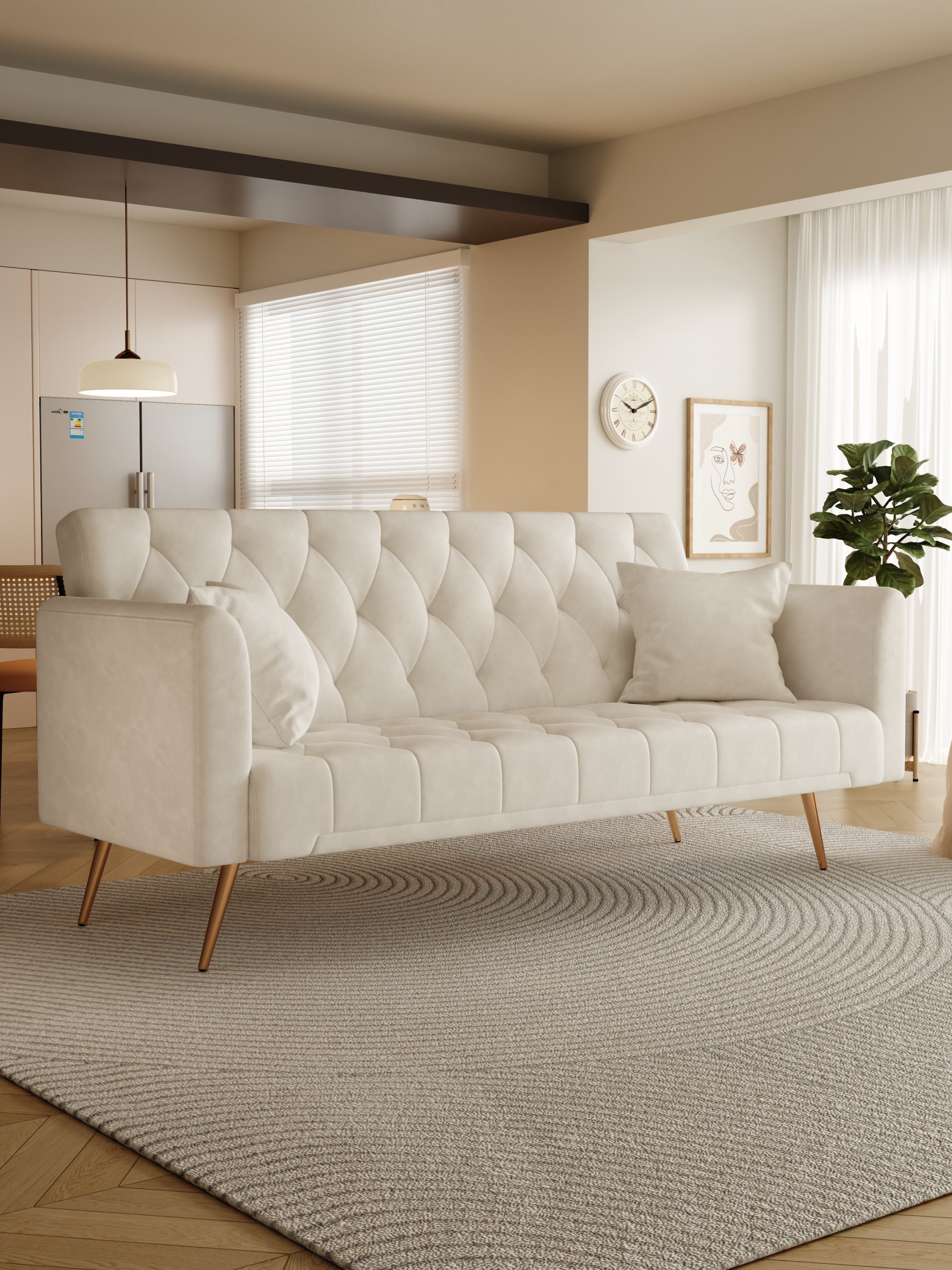 Beige Convertible Sofa Bed U50504