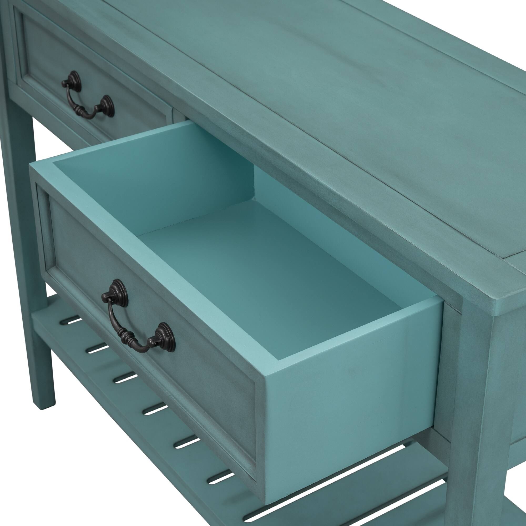 Green Console Table with 2 Drawers and 1 Shelf P459001