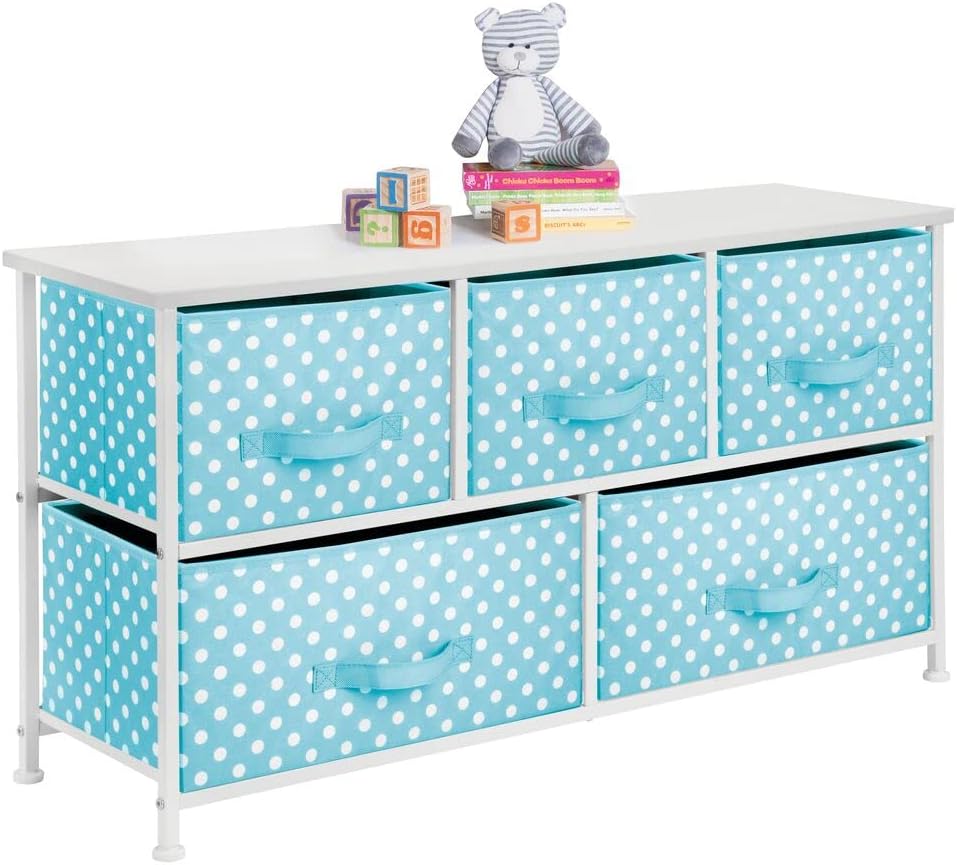 Gray/White 5 Drawer Fabric Storage Dresser U538192
