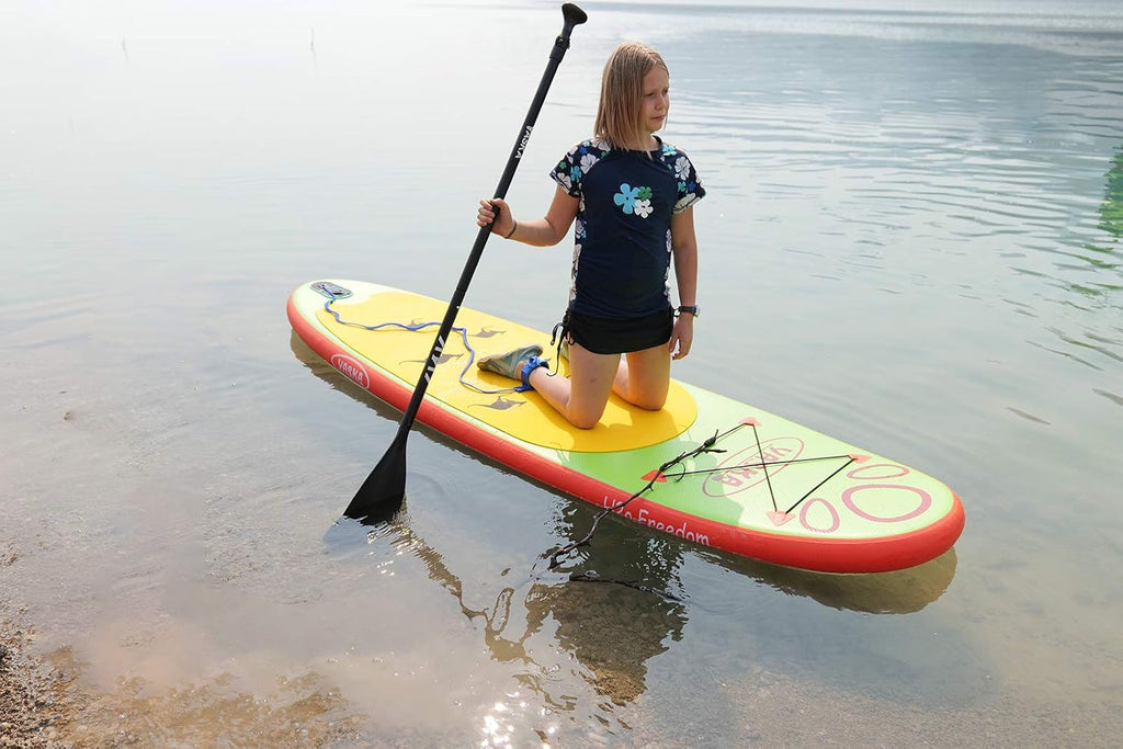 Kids Inflatable Stand Up Paddle Board with Hand Pump, Adjustable Aluminum Floating Paddle, Repair Kit, Rucksack and Bottom Fin D95527