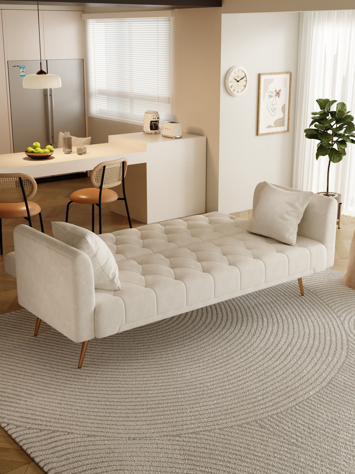 Beige Convertible Sofa Bed U50504