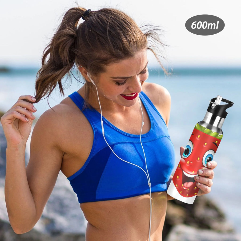 Strawberry Stainless Steel Insulated Water Bottle with Straw Lid P8600