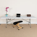 8-Foot Bi-Fold Granite White Plastic Folding Table with Carrying Handle M86786