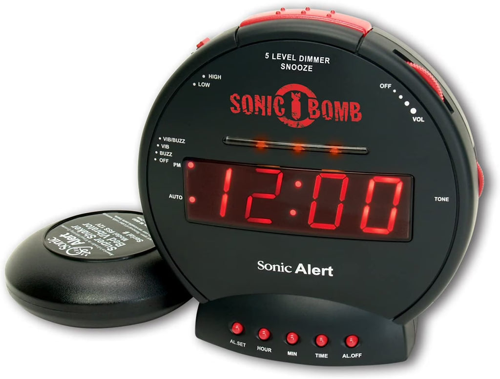 Black Dual Extra Loud Alarm Clock with Bed Shaker Y6038