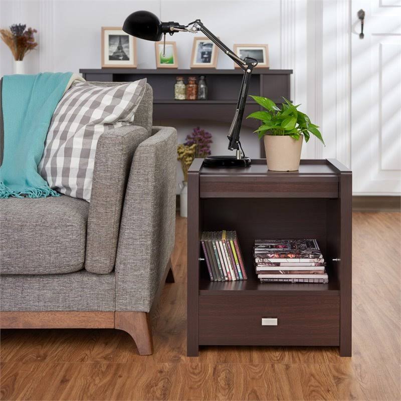 Walnut Open Shelf End Table Q68391