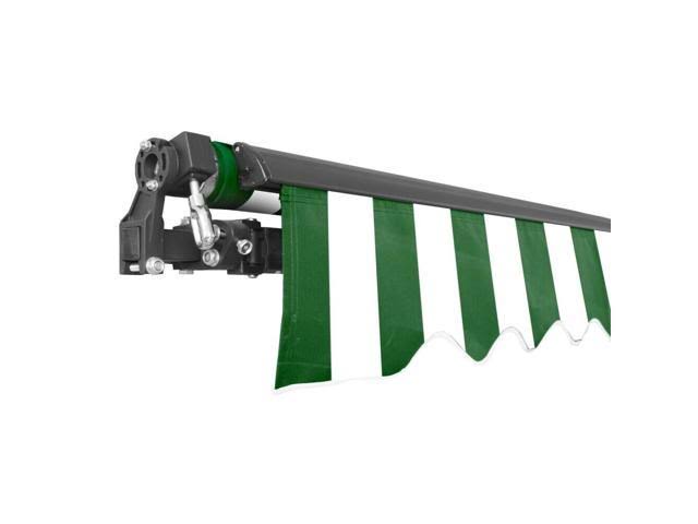 Motorized Retractable Patio Canopy Awning 13x10 Green/White M400471