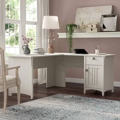 Antique White L-Shape Desk I8299