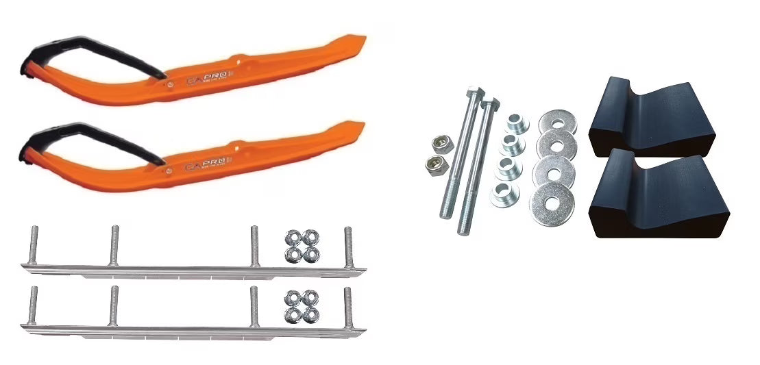 Orange MTX Snowmobile Skis with 9" Shaper Bars Complete Kit V4701
