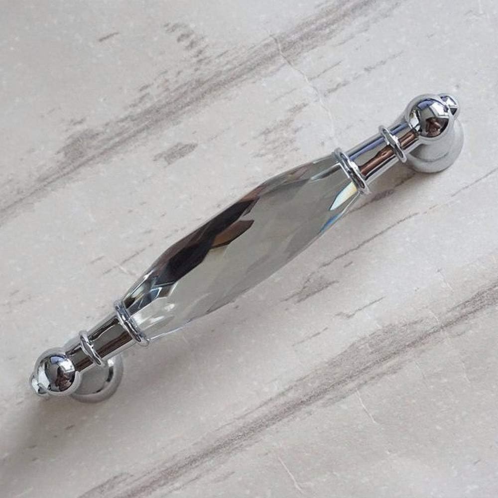 2 Pack 3-3/4 in Center-to-Center Glass Dresser Drawer Handles Chrome Metal Silver Y771241