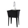 Black Thermoplastic Utility Sink Set with Stainless Steel Coil Pull-Down Faucet D419555