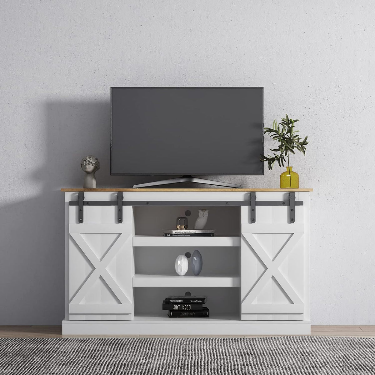 Walnut Wood TV Stand with Storage Cabinet N2306