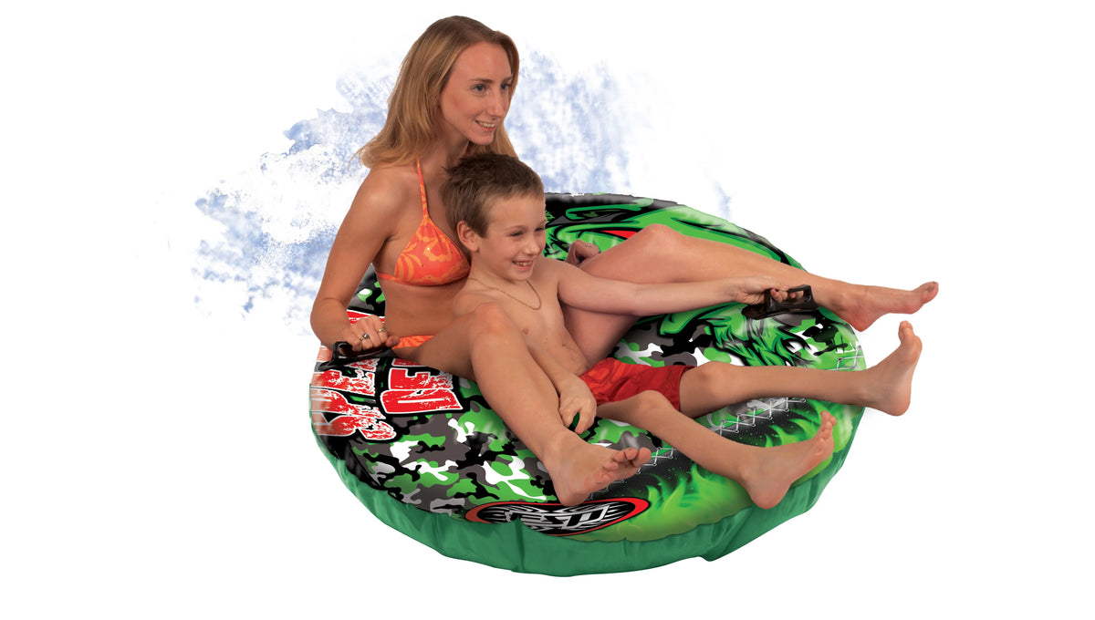 50" Two Rider Inflatable Snow Tube Sled with Grab Bars X564323