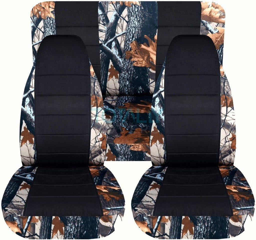 Camo & Black Seat Covers Full Set Front Rear 2-Door D271
