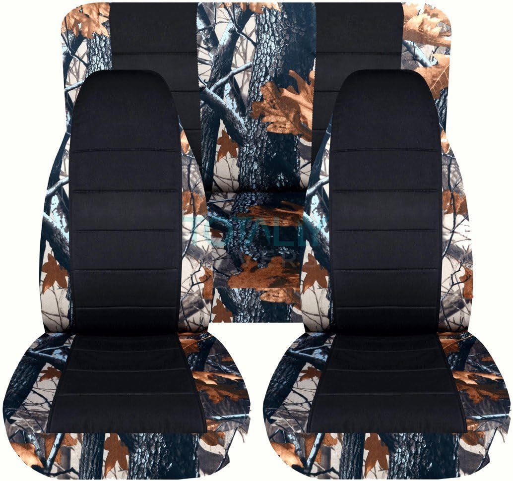 Camo & Black Seat Covers Full Set Front Rear 2-Door D271